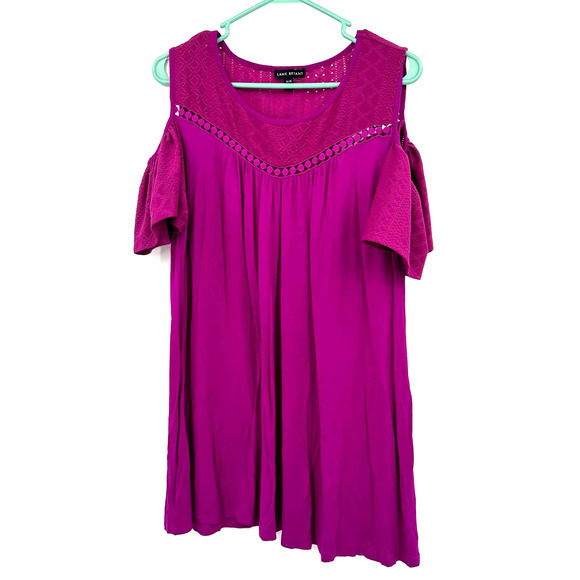 Lane Bryant size 14/16 cold shoulder short sleeve top eyelet sleeves and neck‎ - Picture 1 of 6